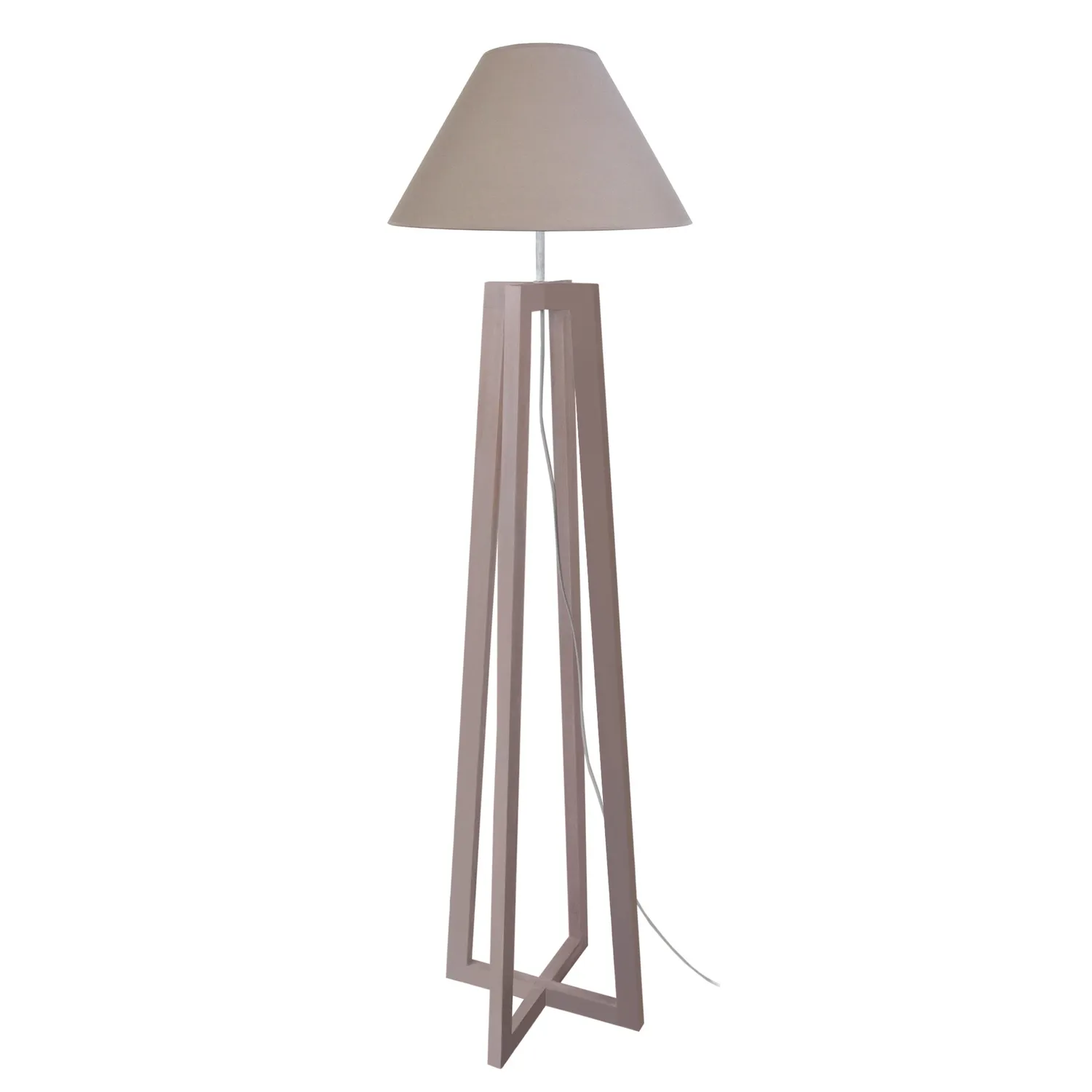 Tosel Lot piantana legno naturale ed ecrù treppiede