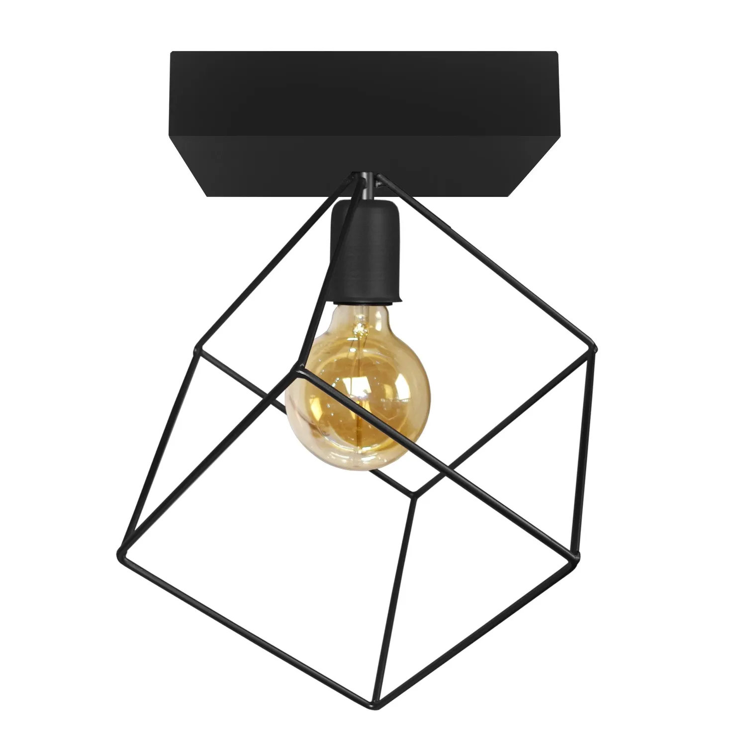 Tosel Square plafoniera metallo D35cm nero filo geometrico