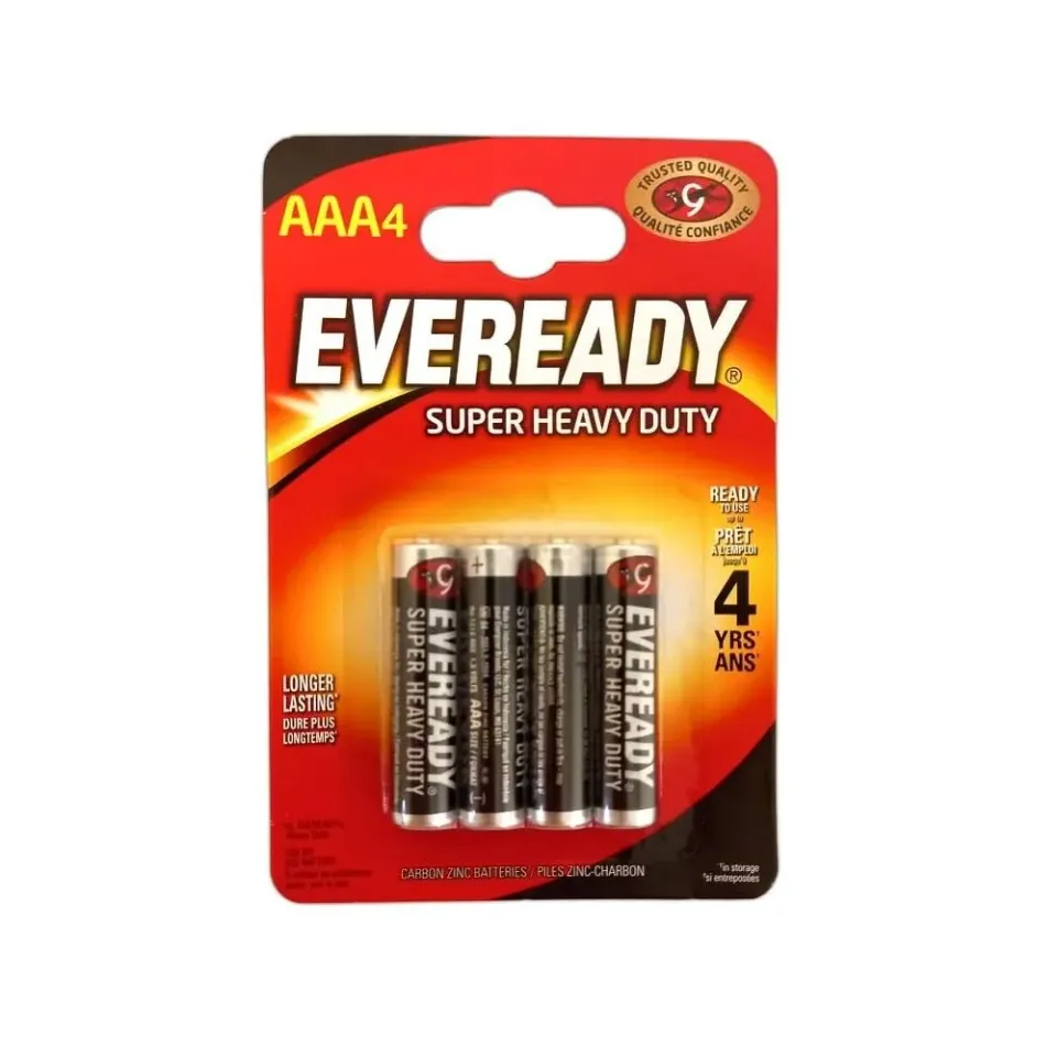 Eveready Super Heavy Duty batterie AAA 4 pezzi zinco