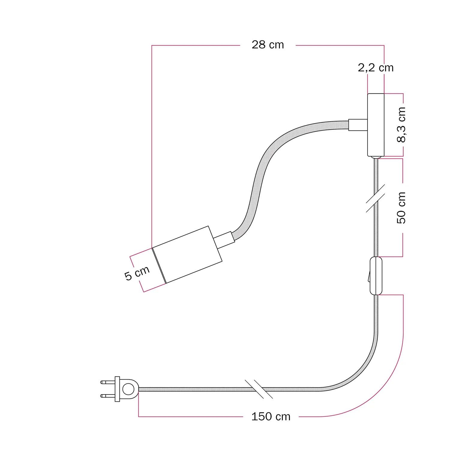 Creative Cables Bispot faretto spina titanio nero GU10