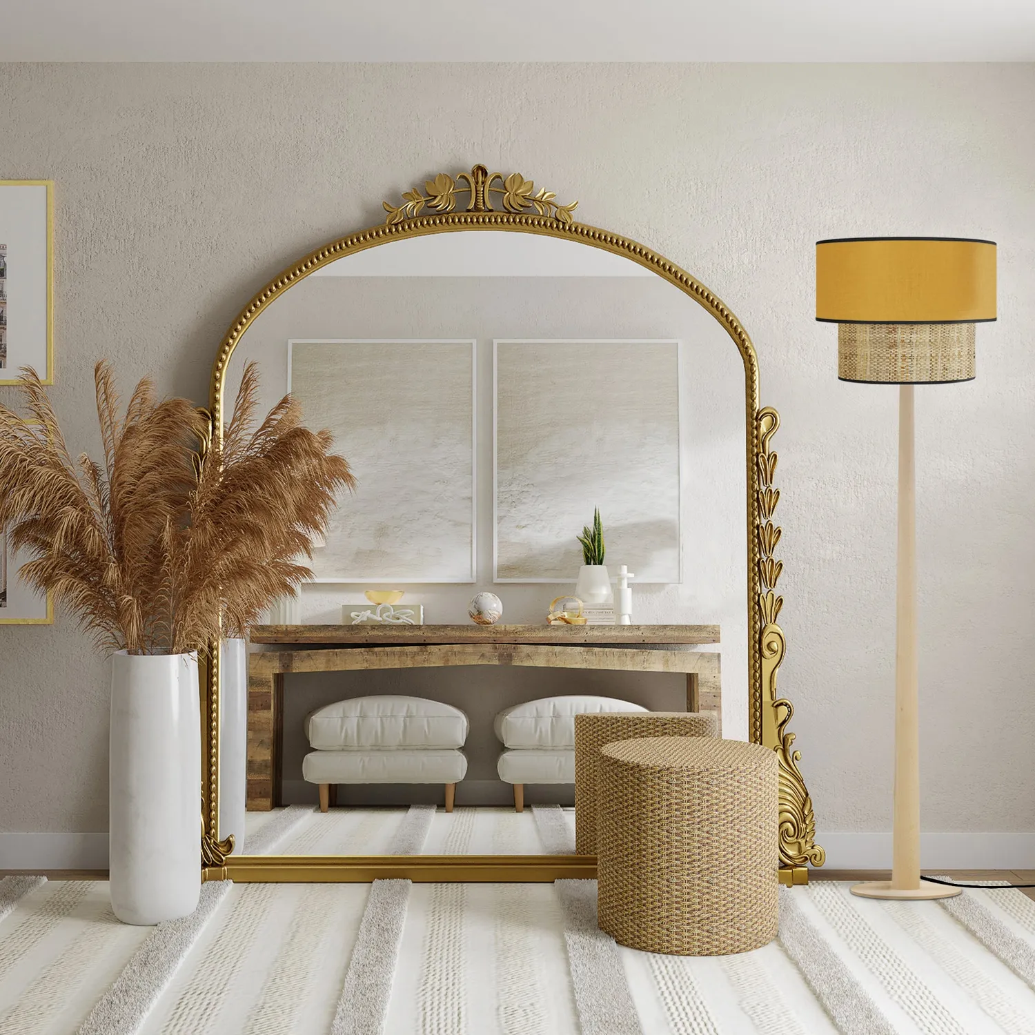 Tosel Cochin piantana colonna naturale crema 40x162 cm E27