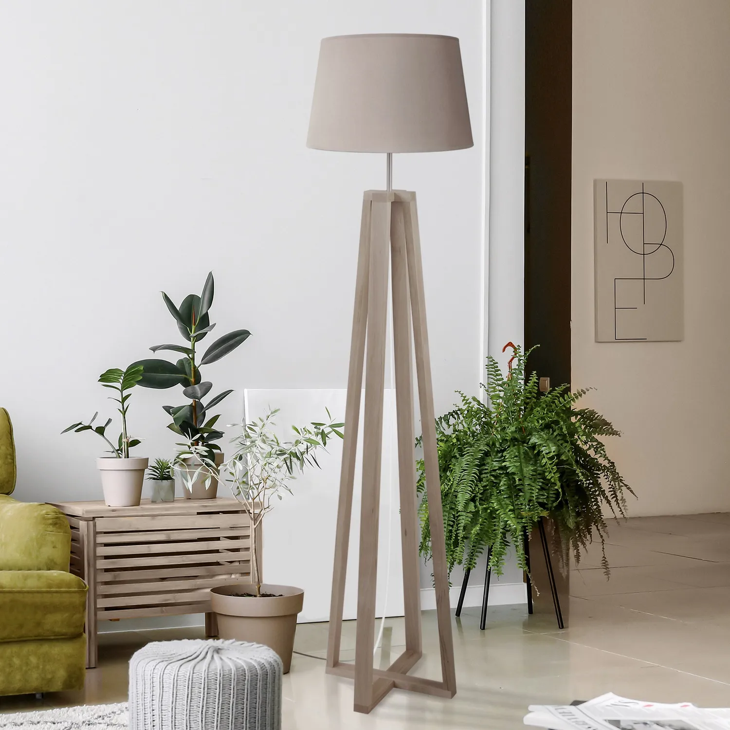 Tosel Linkoping piantana legno bianco tamburo 40x155 cm