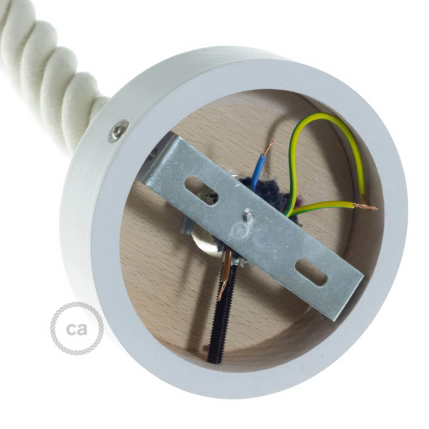 Creative Cables Rosone Legno Bianco 120mm per Cavo 3XL