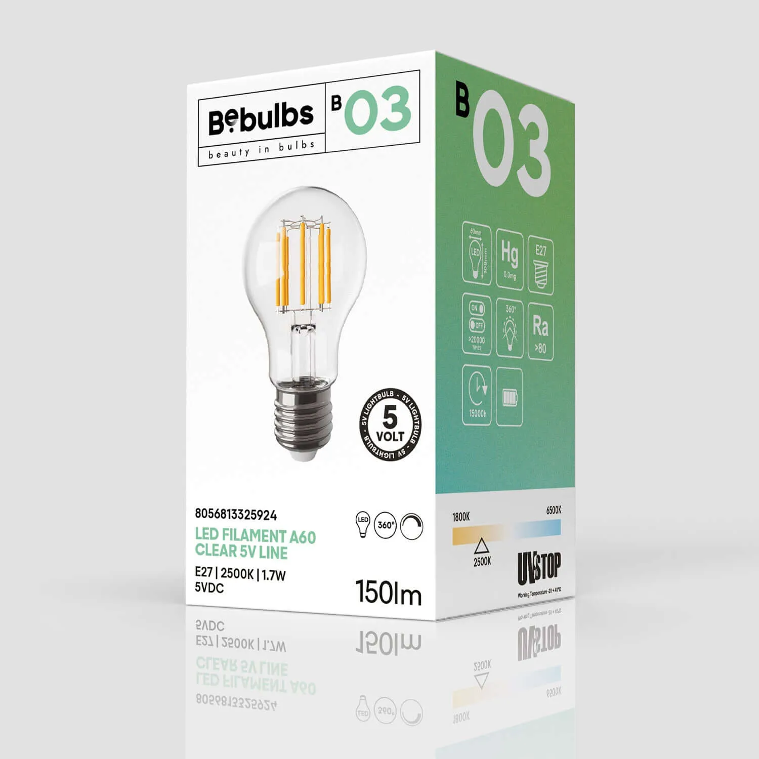 Creative Cables Bebulbs B03 lampadina LED goccia E27 5V luce calda