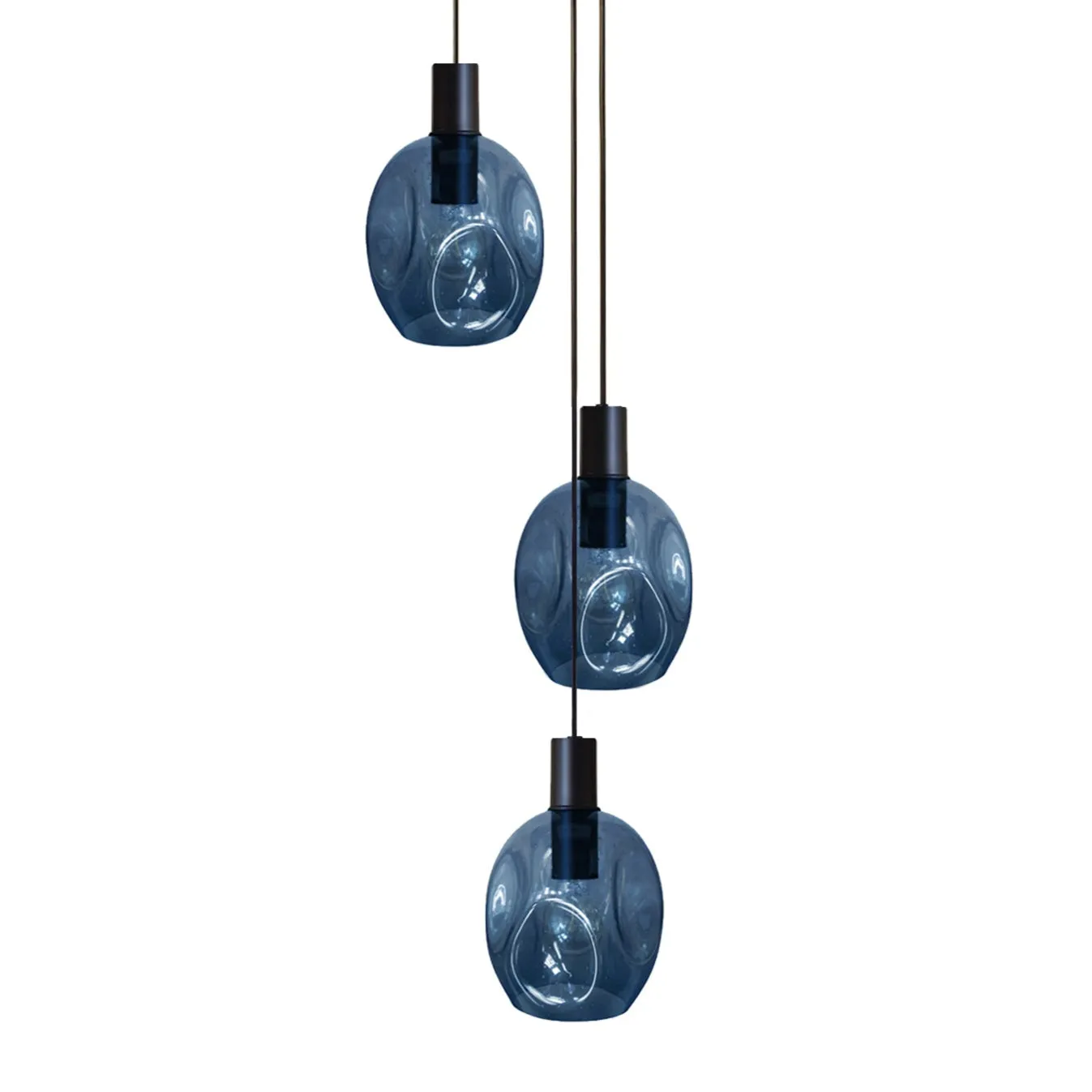 Tosel VINGOLF lampadario nero 35x120 cm 3 luci vetro