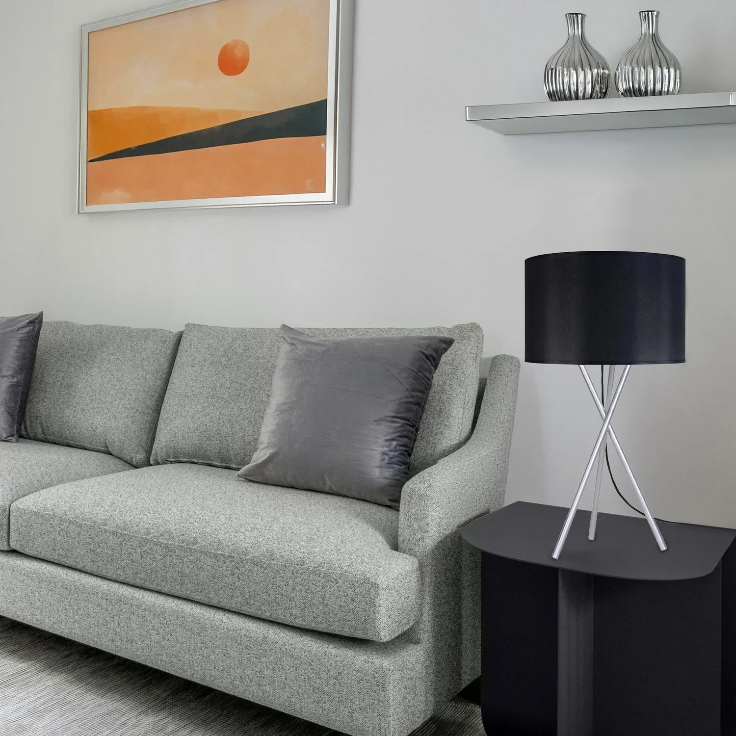 Tosel Midgard Lampada da Tavolo Treppiede Nera 22x41cm