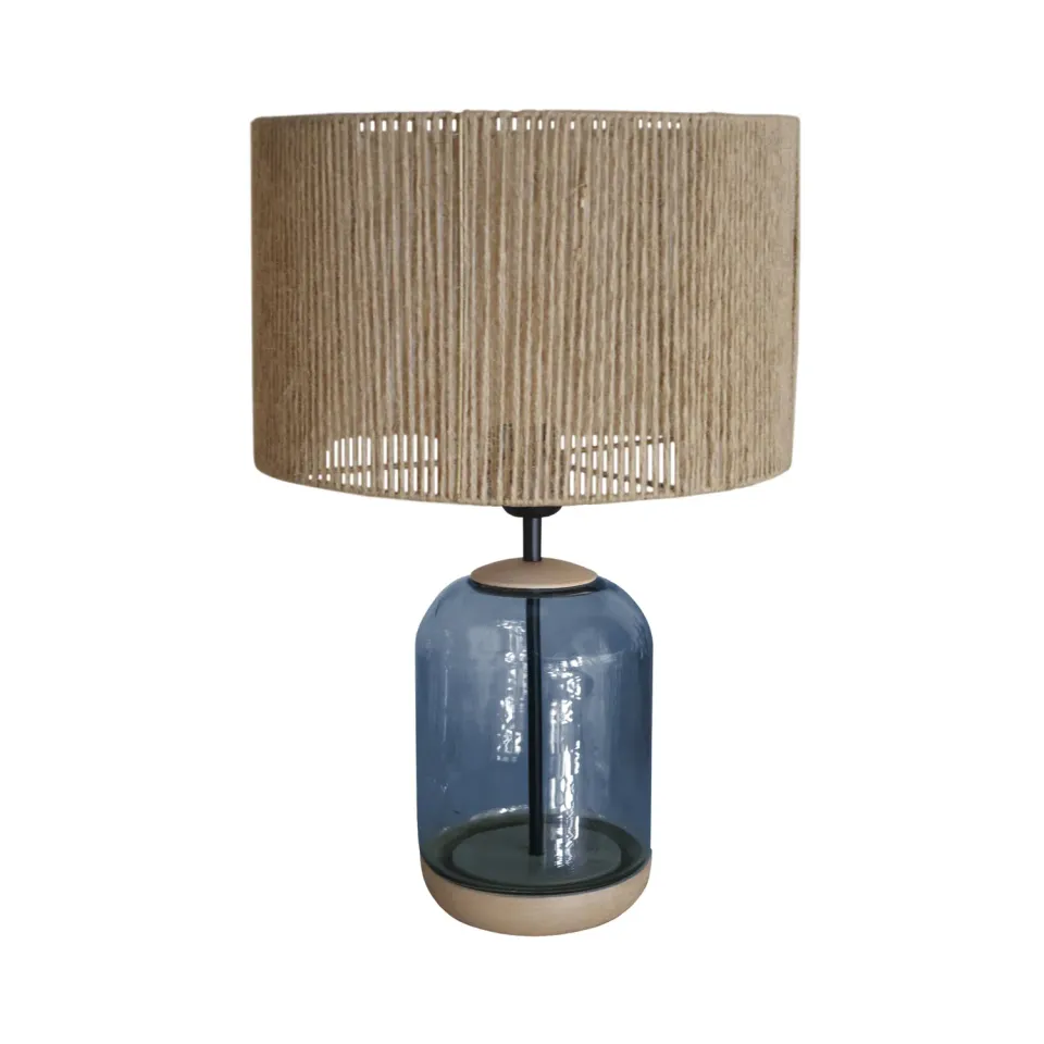 Tosel Svalbard Big lampada tavolo legno vetro trasparente