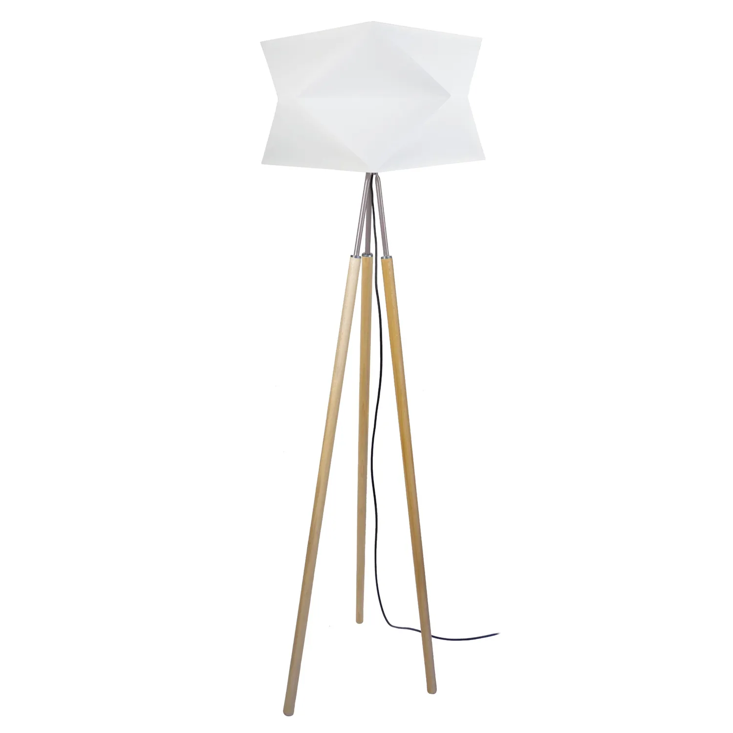 Tosel Goteborg piantana treppiede legno naturale alluminio 45x160cm