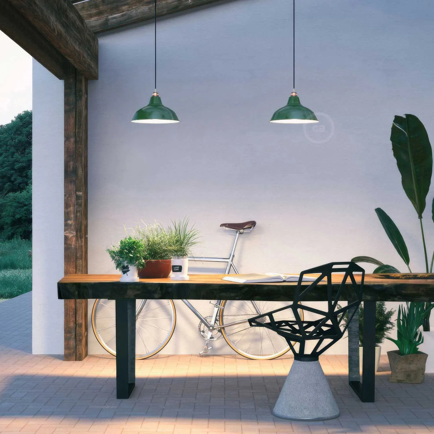 Creative Cables Bistrot paralume metallo verde E27 30cm