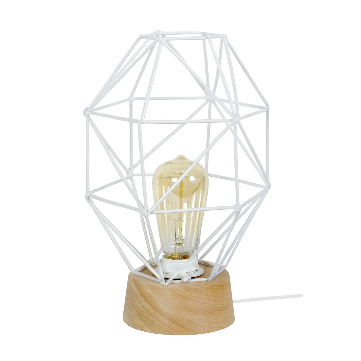 Tosel Octogonal lampada tavolo legno bianco 32cm E27