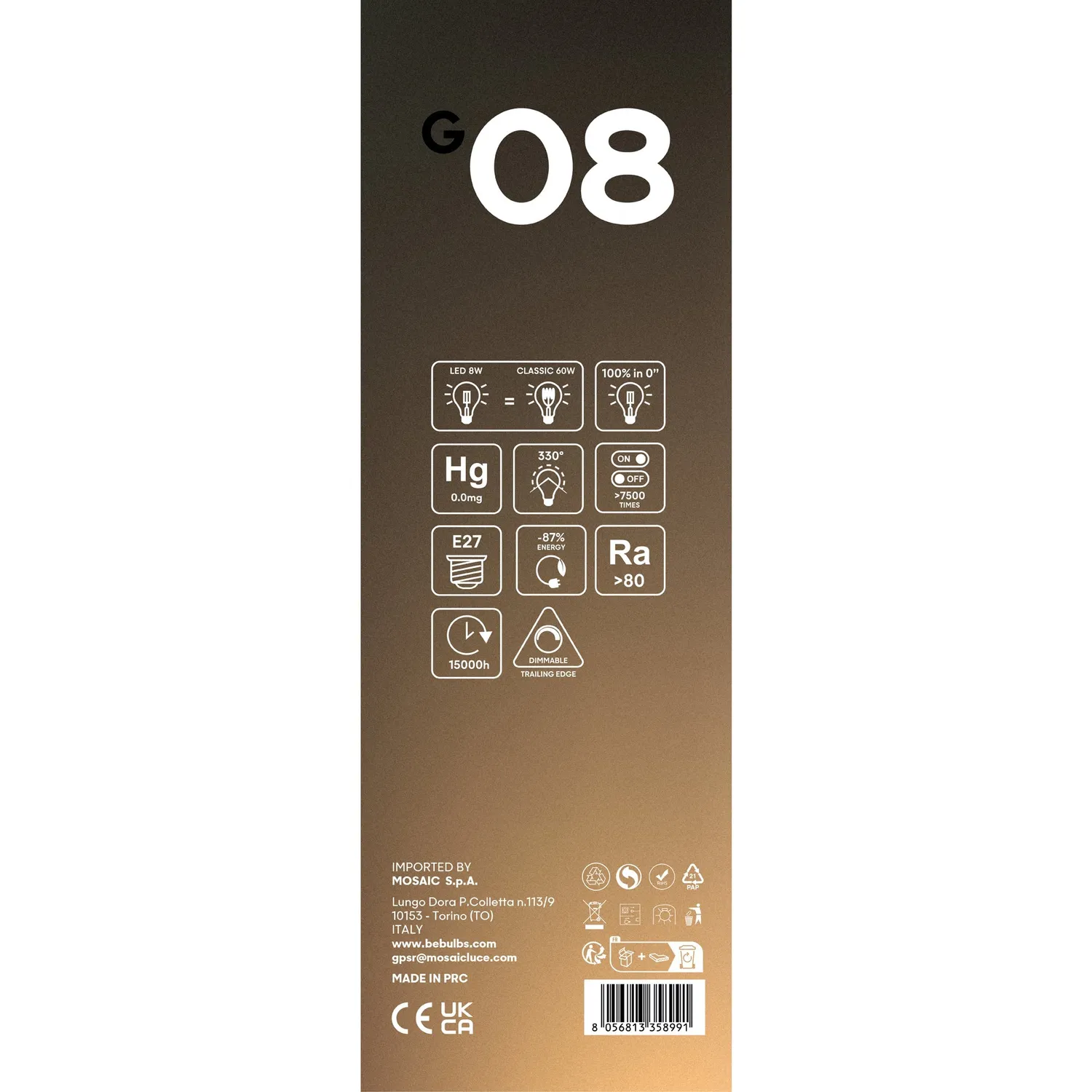 Creative Cables Ghost Line G08 lampadina LED doppio cono E27 dimmerabile