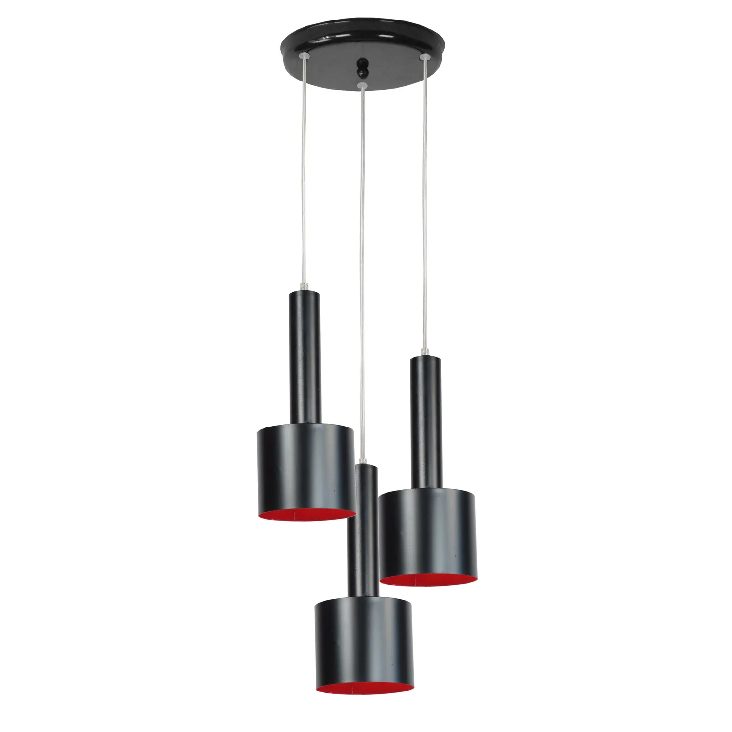 Tosel Knudsen lampadario nero e rosso 30x80 metallo