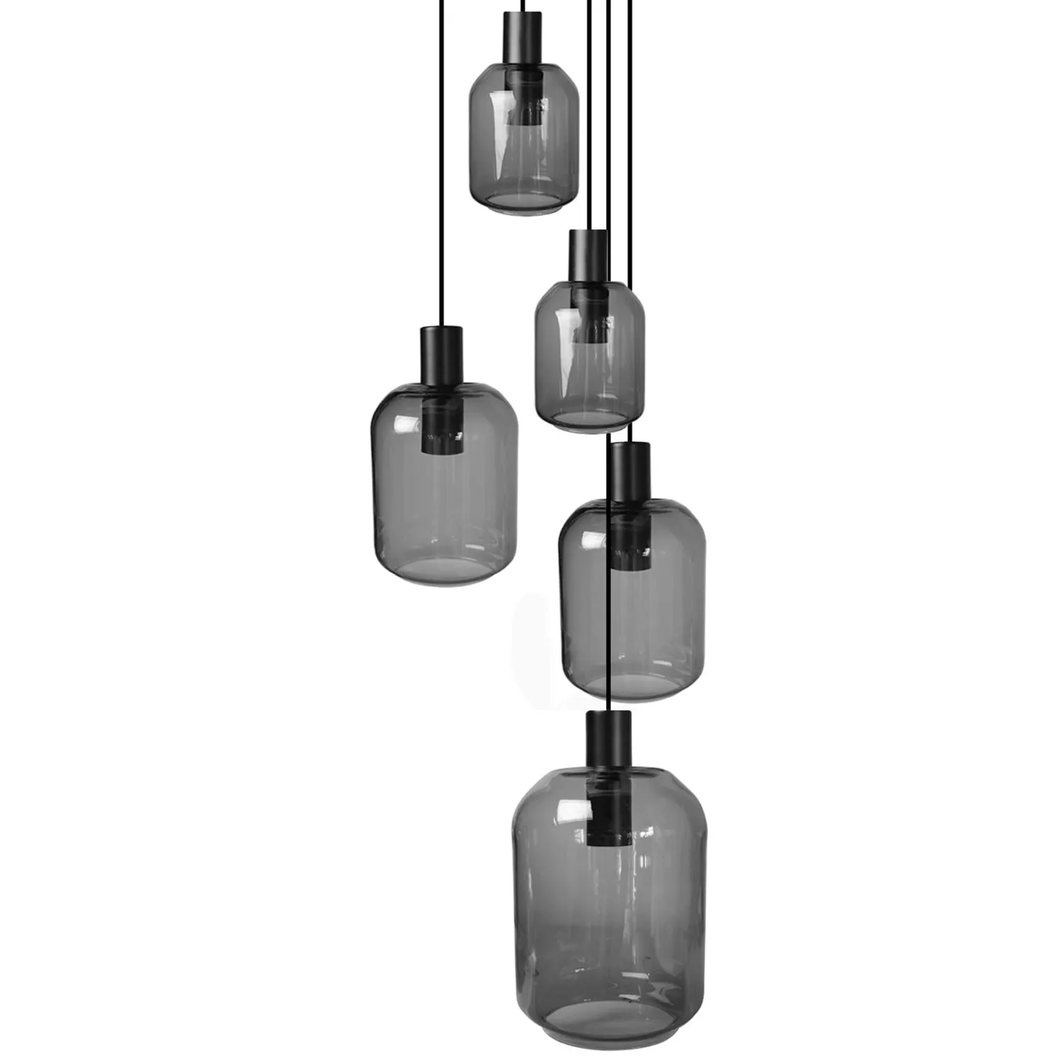 Tosel Svalbard Small lampadario 5 luci nero trasparente