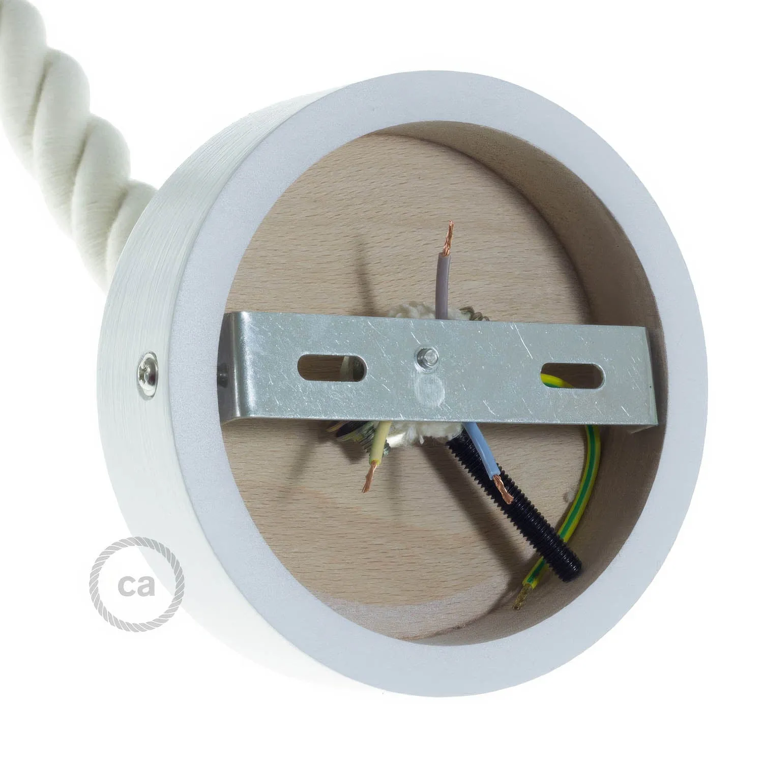 Creative Cables Rosone Legno 2XL Bianco 24 mm