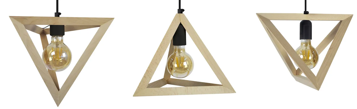 Tosel Tétraèdre A Lampadario Legno 3 Luci 80x90 cm