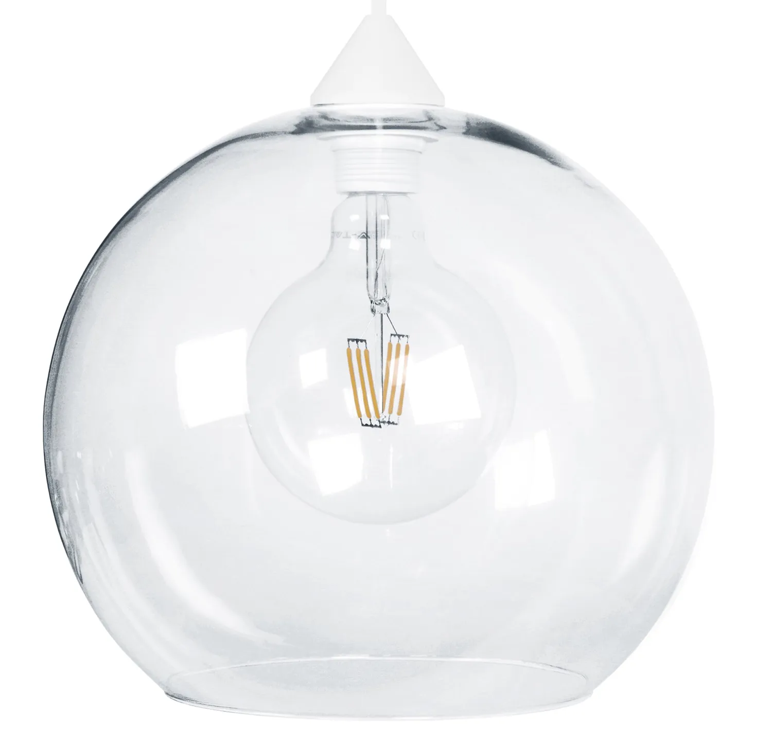 Tosel Globo sospensione vetro bianca 30x100cm E27 globo