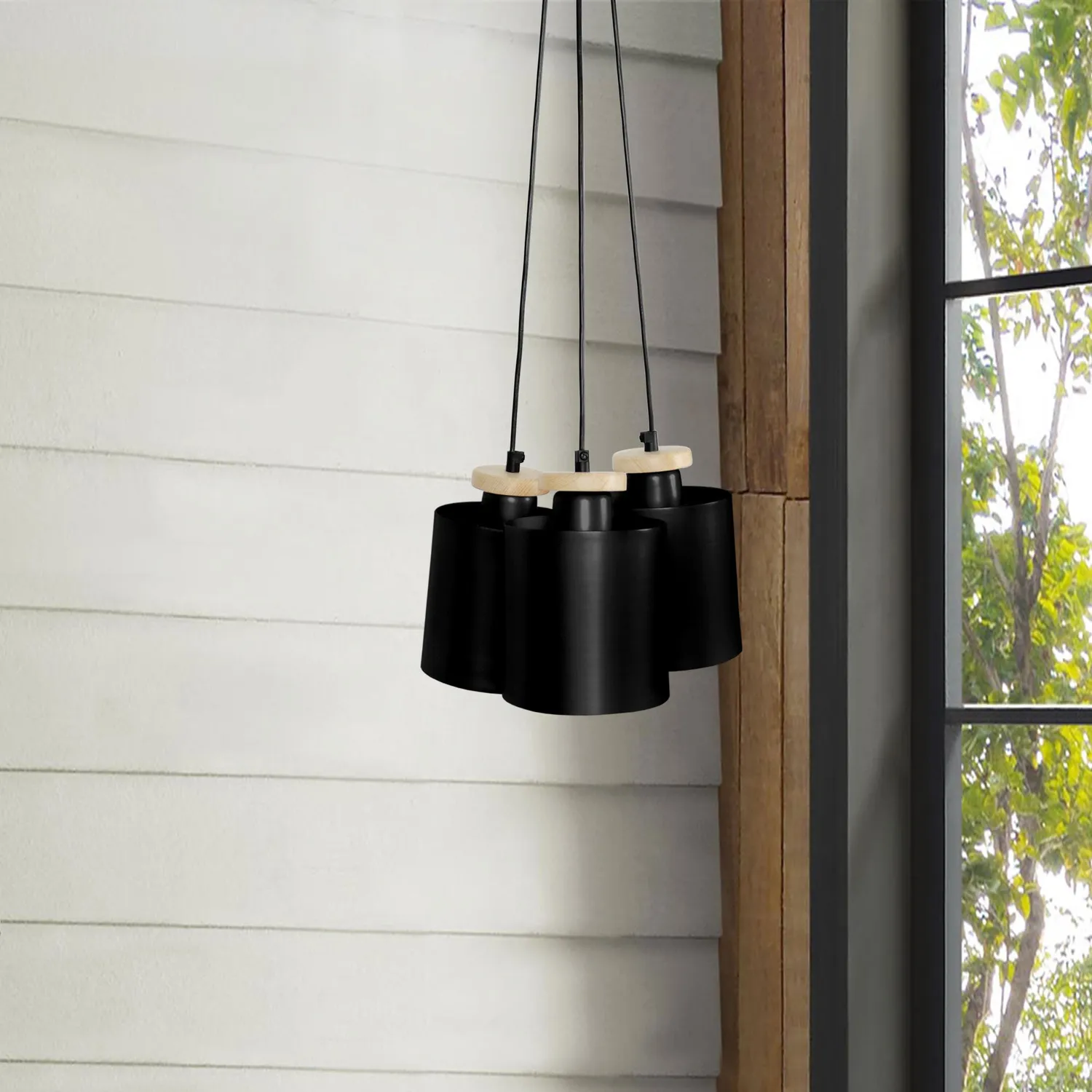 Tosel Uzibuze Lampadario a Grappolo Nero 30x90cm