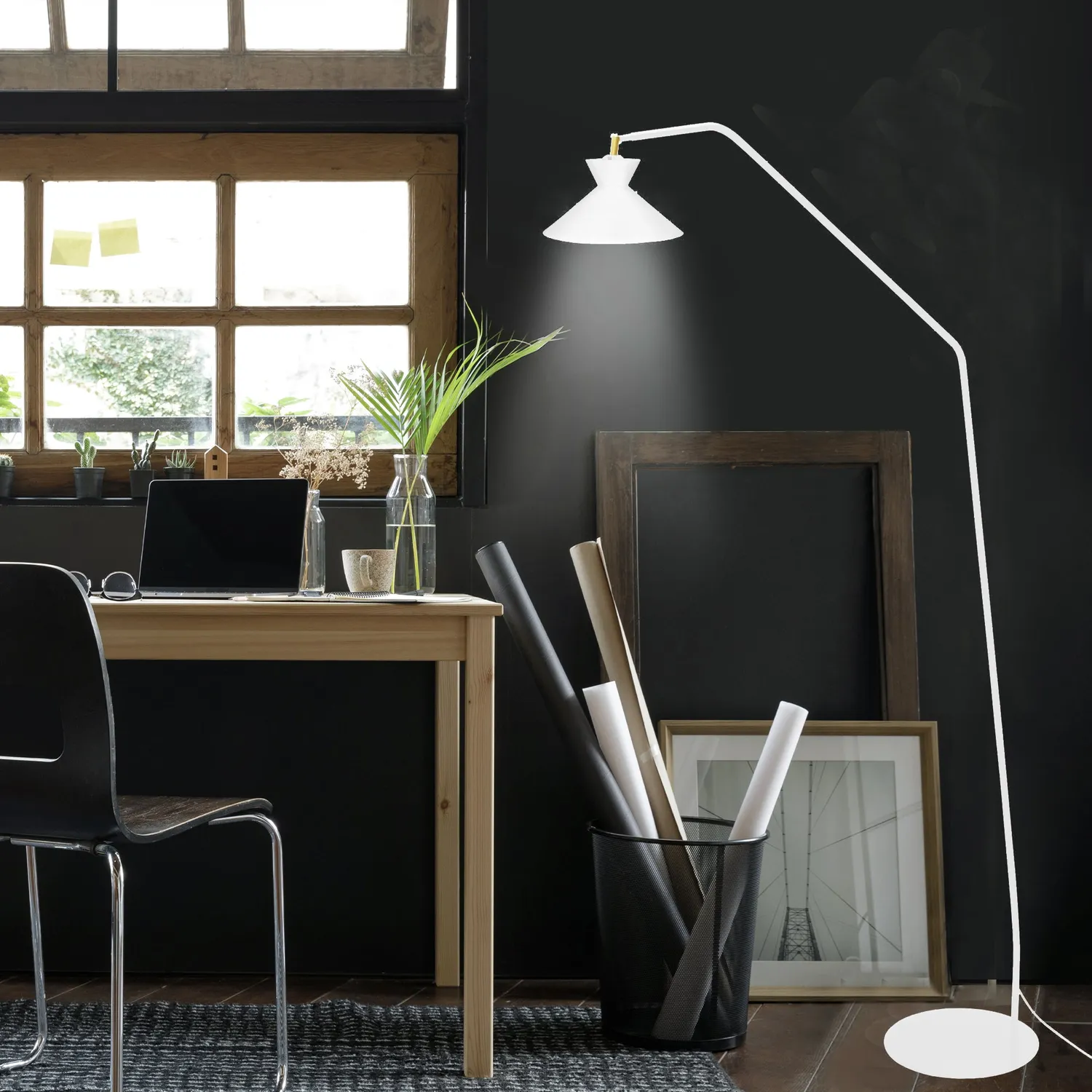 Tosel Leedes piantana lettura snodata E27 nera 175 cm