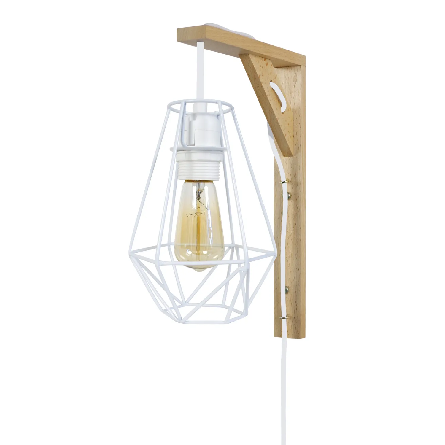 Tosel Olympia lampada da parete 27x30 cm naturale-nero legno