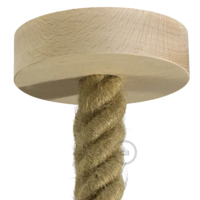 Creative Cables rosone soffitto legno neutro 120 mm cavo 3XL