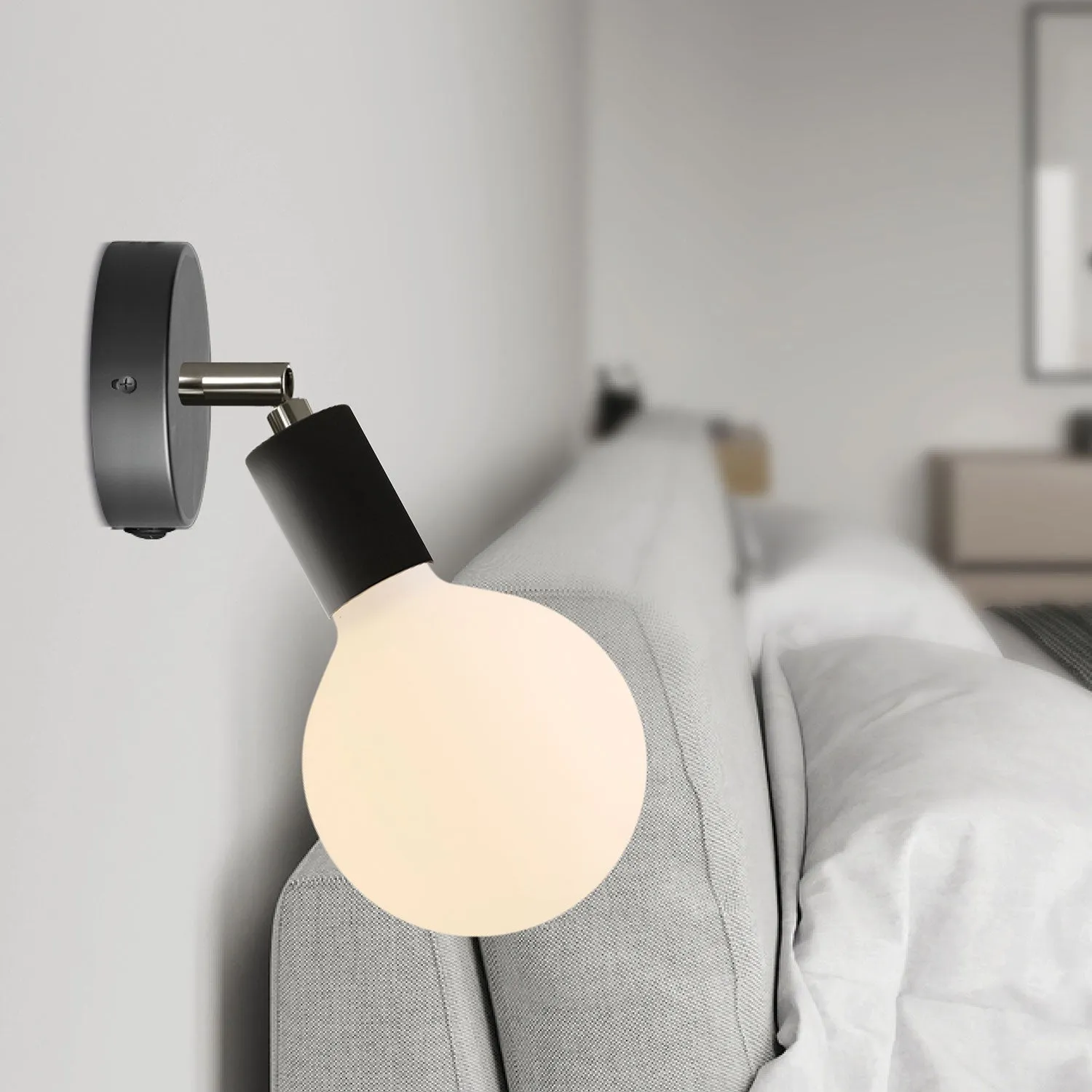 Creative Cables Mini rosone soffitto metallo nero con interruttore