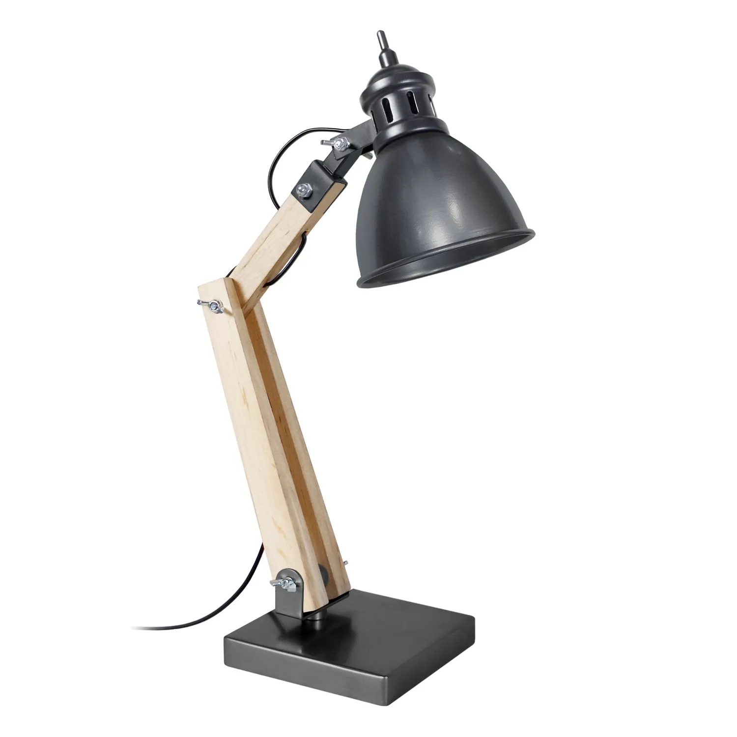 Tosel Iron Cloche Lampada da Scrivania Naturale e Nero E14