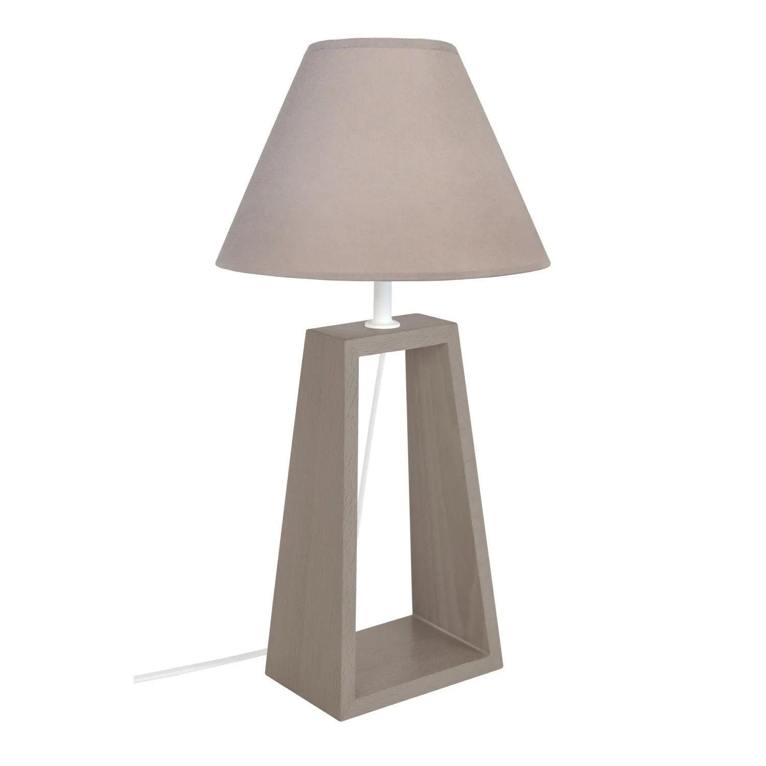 Tosel Mikelli Lampada da Tavolo Triangolo Legno Bianco 22x50 cm