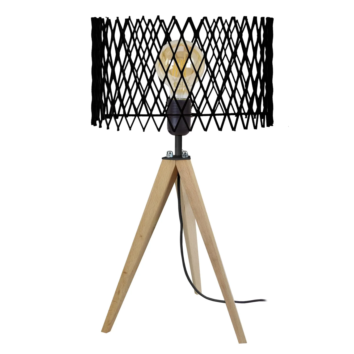 Tosel Aster lampada treppiede naturale nero 30x54cm