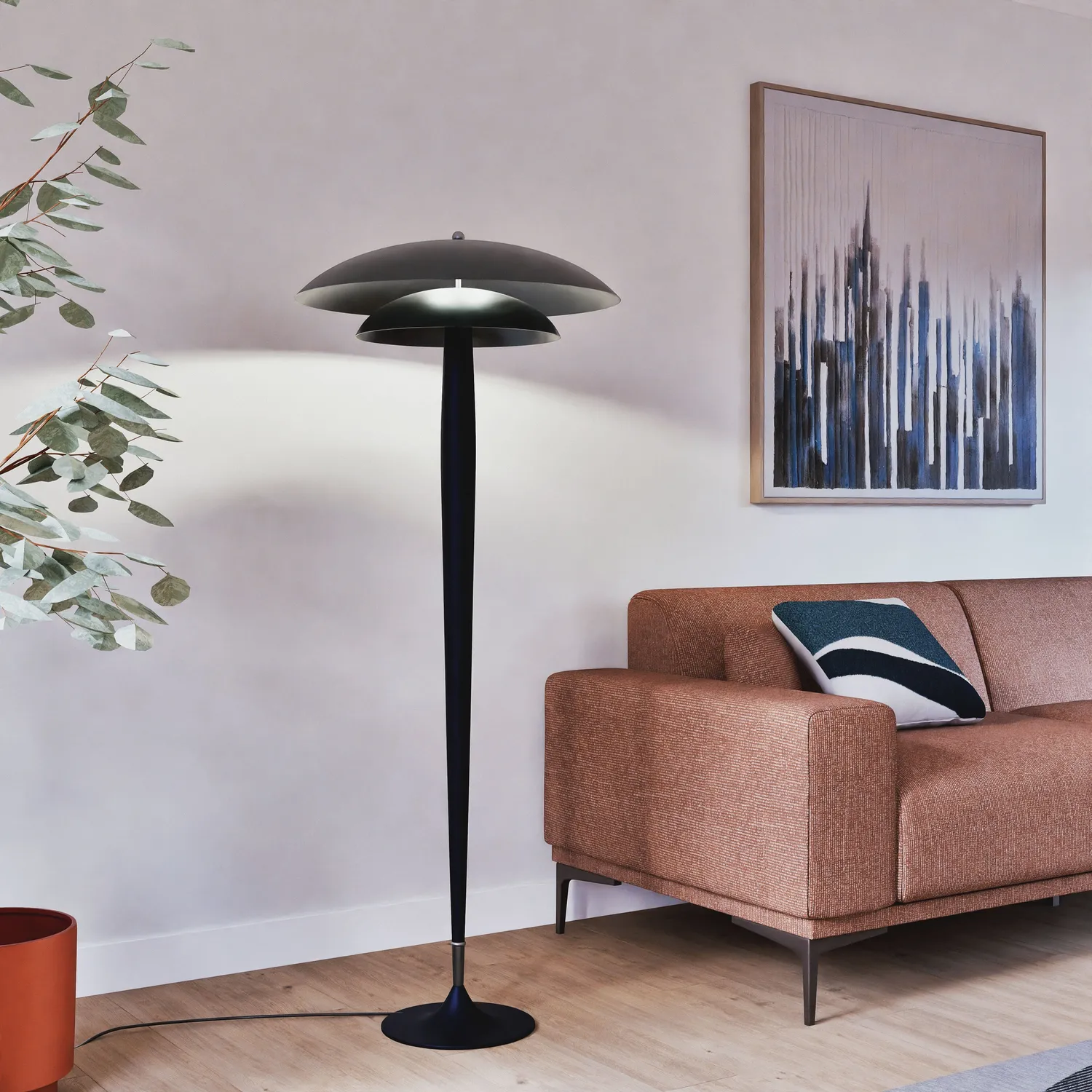 Tosel Milano piantana nero bianco colonna legno