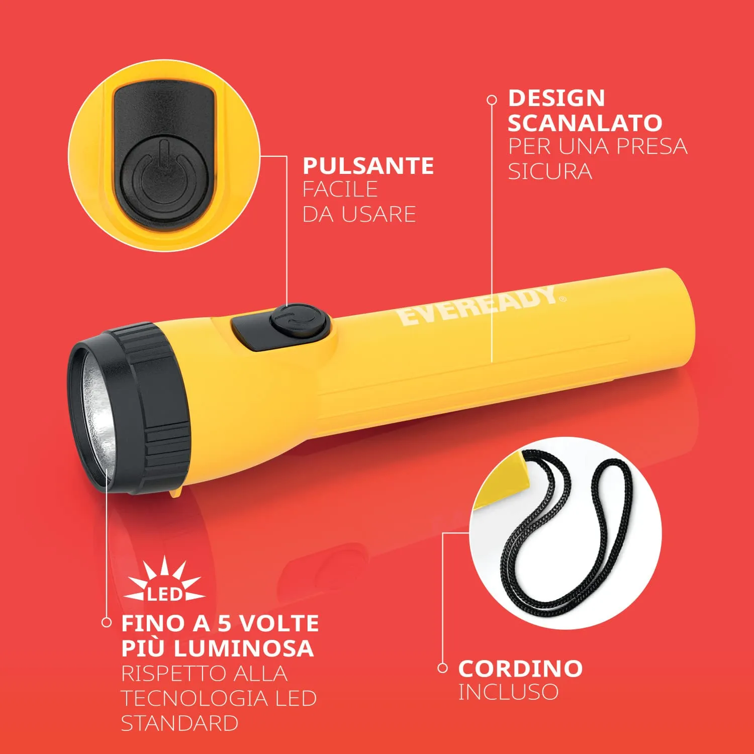 Eveready Torcia LED Super Luminosa Set 4 Pezzi con Pile