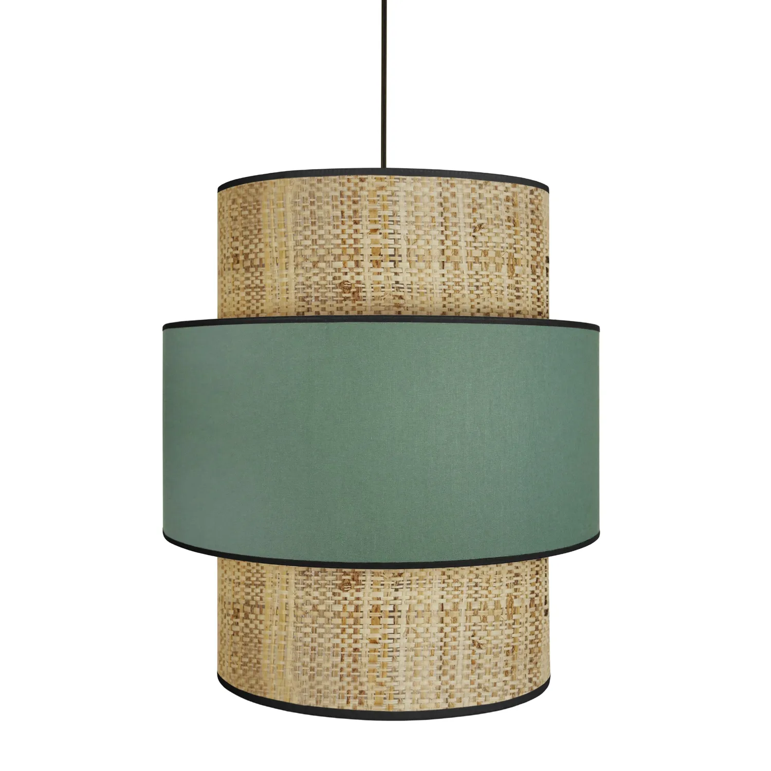 Tosel Cochin lampadario a sospensione verde 40x100cm tessuto