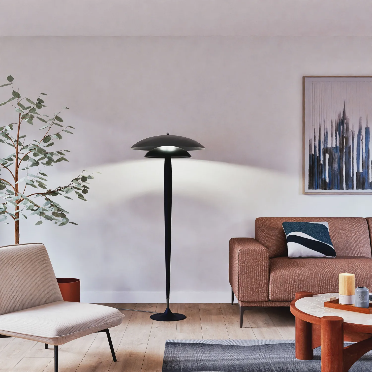 Tosel Milano piantana nero bianco colonna legno