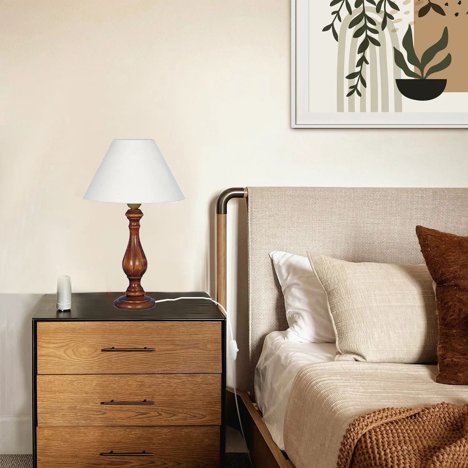 Tosel Juliette lampada comodino legno scuro 25x40cm