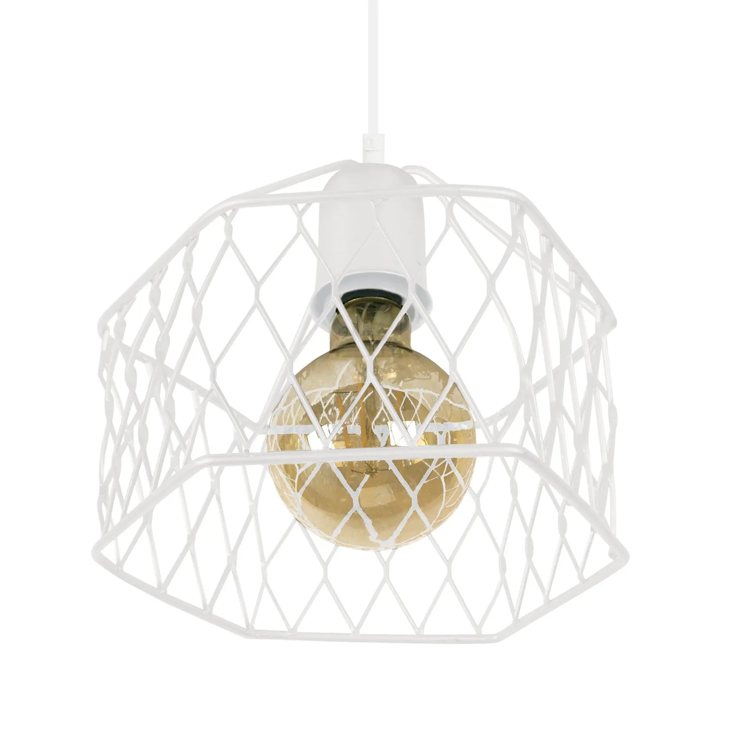 Tosel Aster lampada a sospensione esagonale 20 cm avorio
