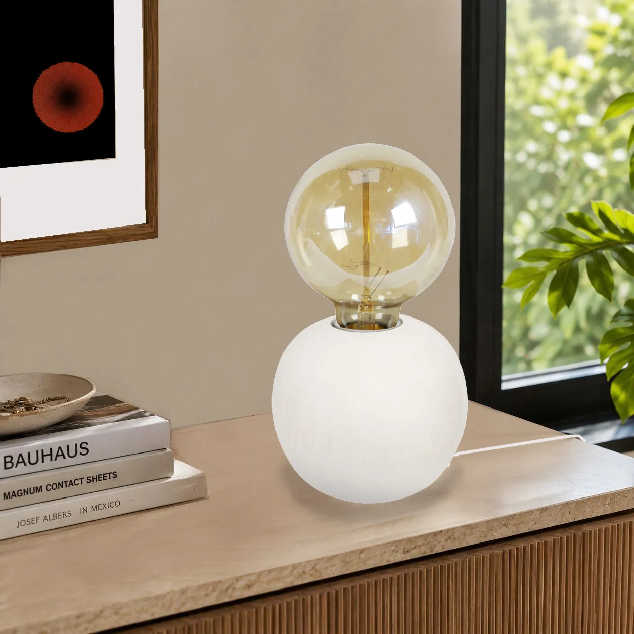 Tosel Bois Boule lampada tavolo naturale E27