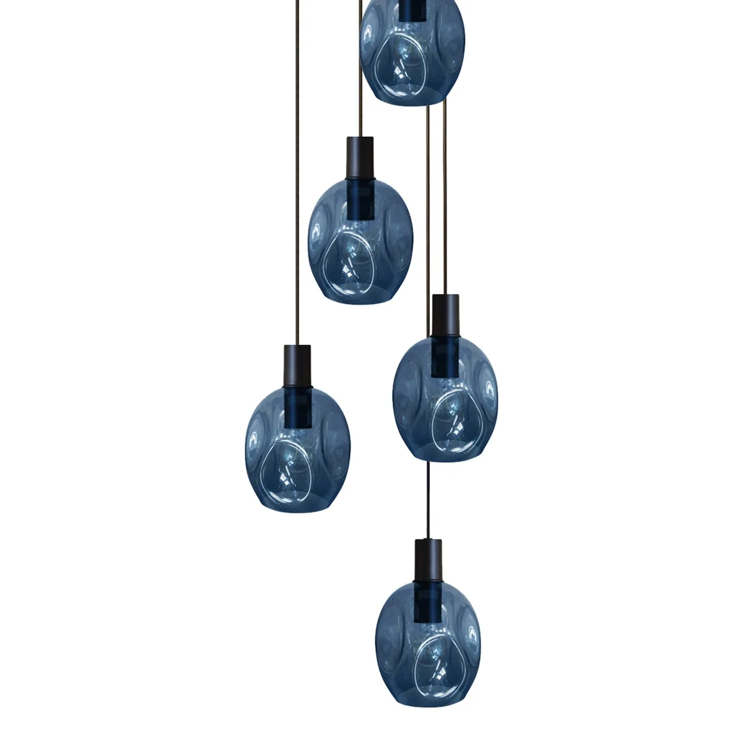 Tosel Vingolf lampadario nero trasparente 5 luci vetro