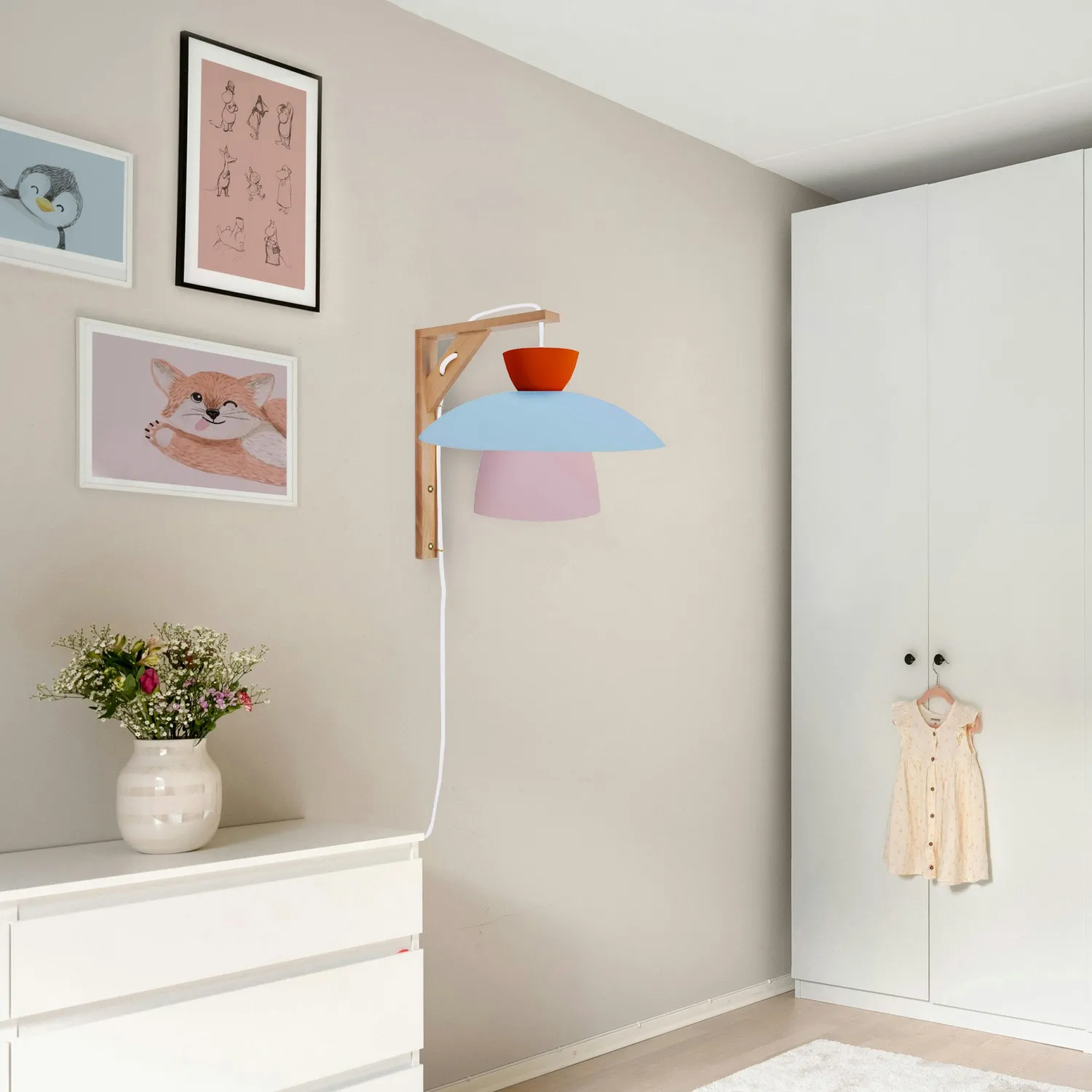 Tosel Juvel Fridda applique legno rosa 24x30 cm E14