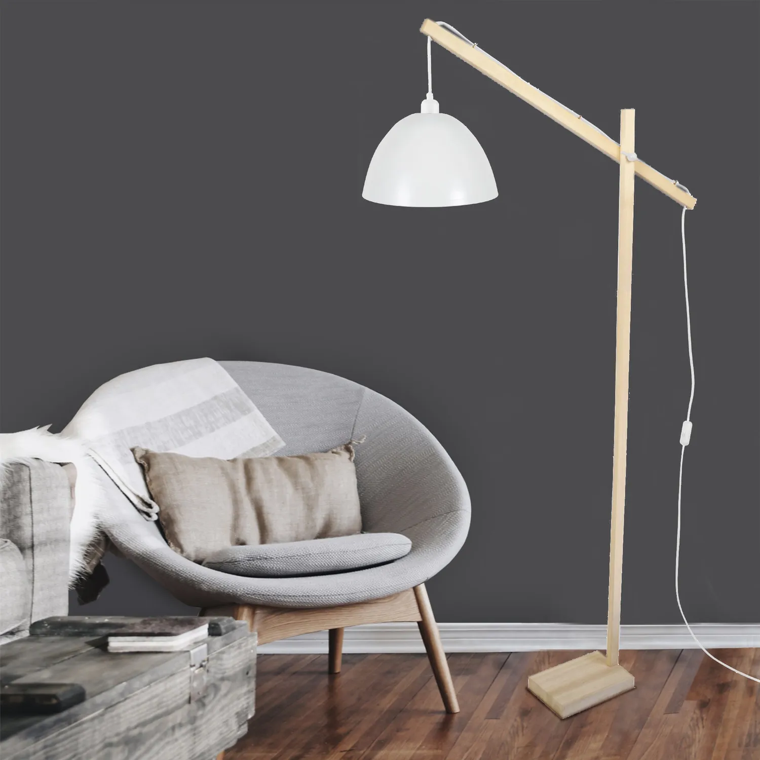 Tosel Enkel M piantana lettura 180 cm legno naturale