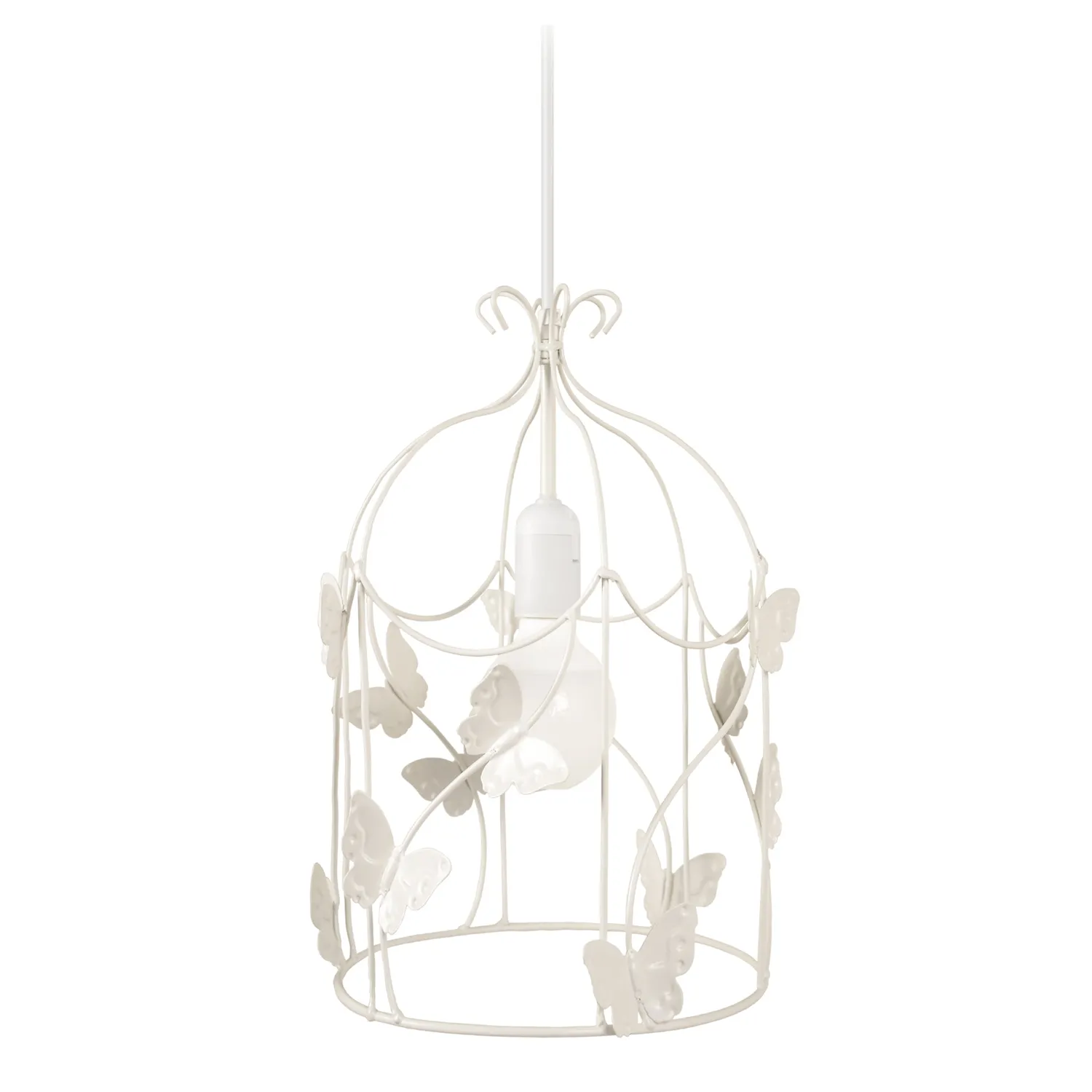 Tosel Cage Papillons sospensione bianca 23x100 cm metallo