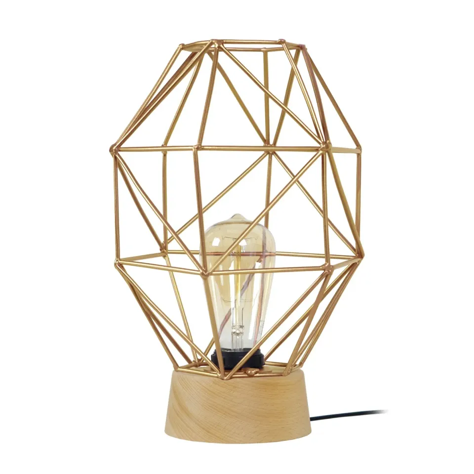 Tosel Octogonal lampada tavolo legno bianco 32cm E27