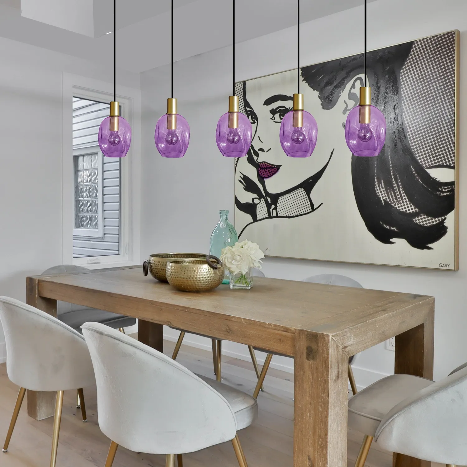 Tosel Vingolf lampadario barra oro trasparente 100 cm