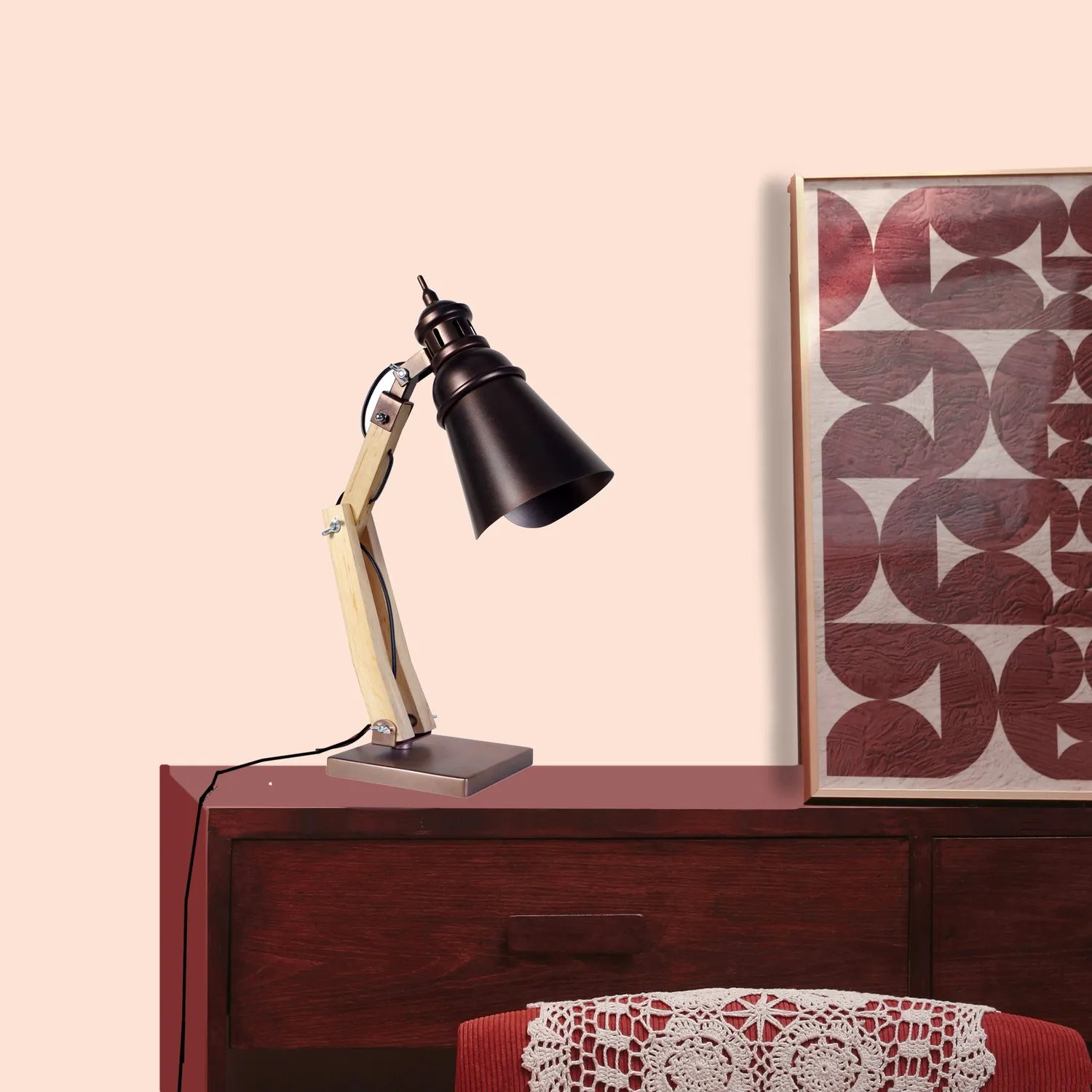 Tosel Iron lampada da tavolo snodabile nero 46x66cm