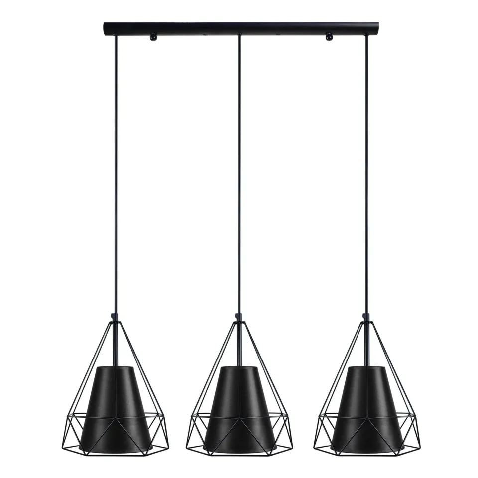 Tosel Gallipoli lampadario barra nero bianco 3 luci E14