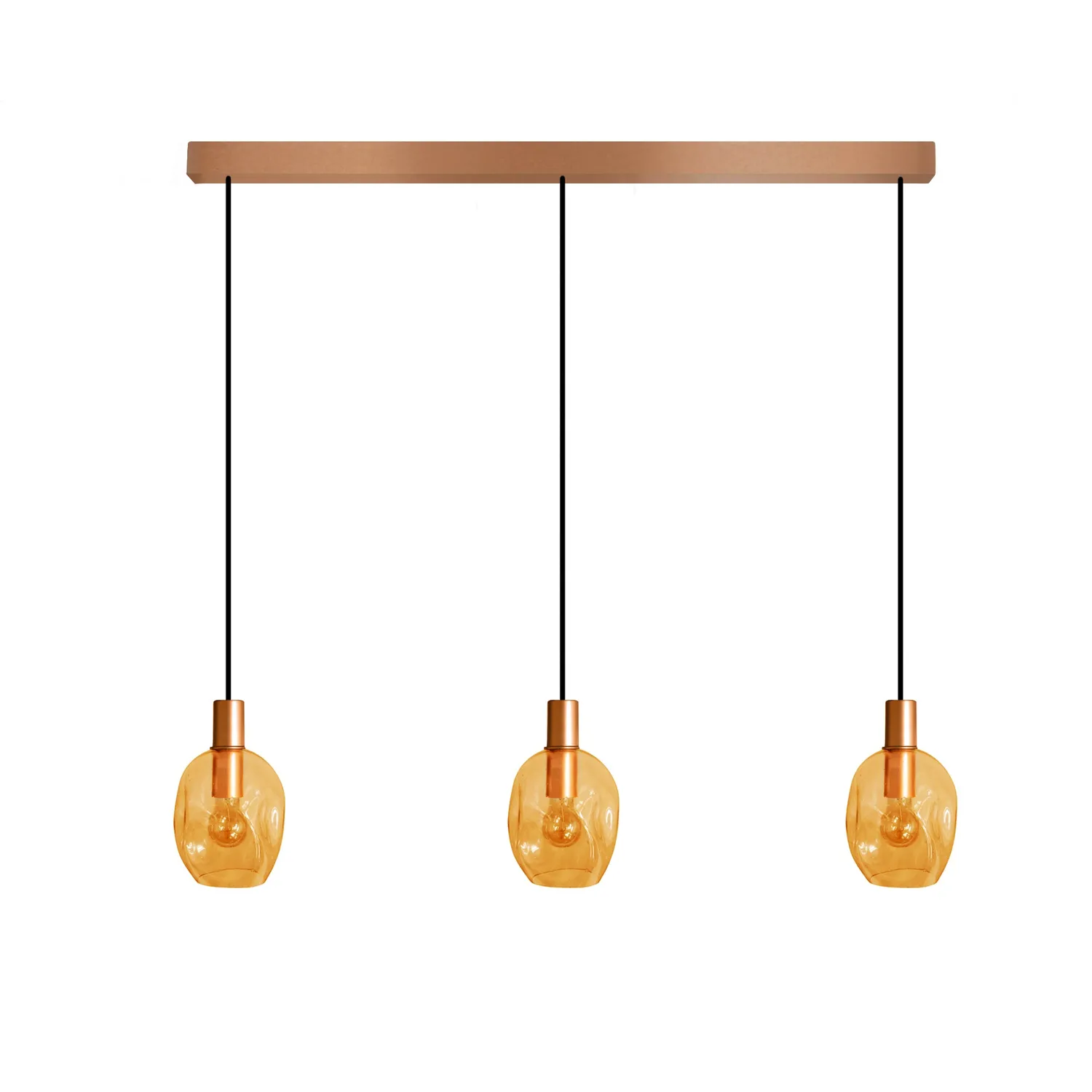 Tosel Vingolf lampadario barra rame vetro E27 3 luci