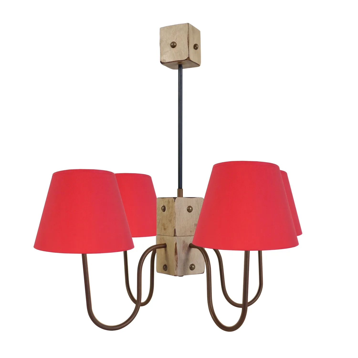 Tosel Tacks lampadario legno marrone 4 luci E14