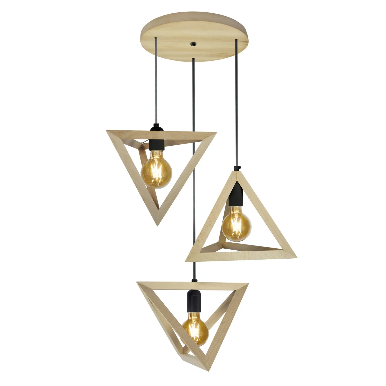Tosel Tétraèdre A lampadario legno naturale 45x90 cm