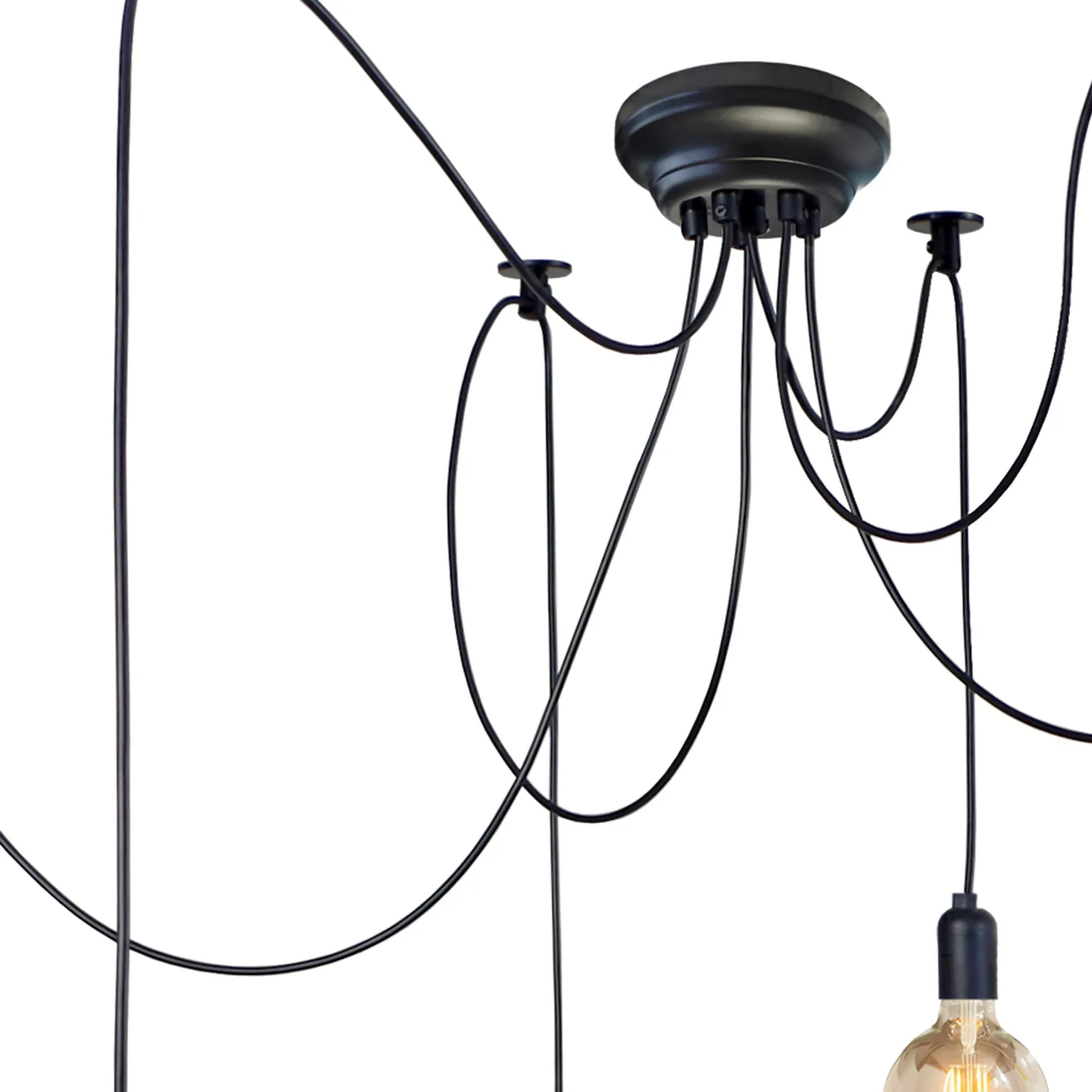 Tosel Krake lampadario grappolo nero 120 cm E27