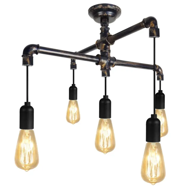 Tosel Hydraulik L lampadario metallo nero industriale