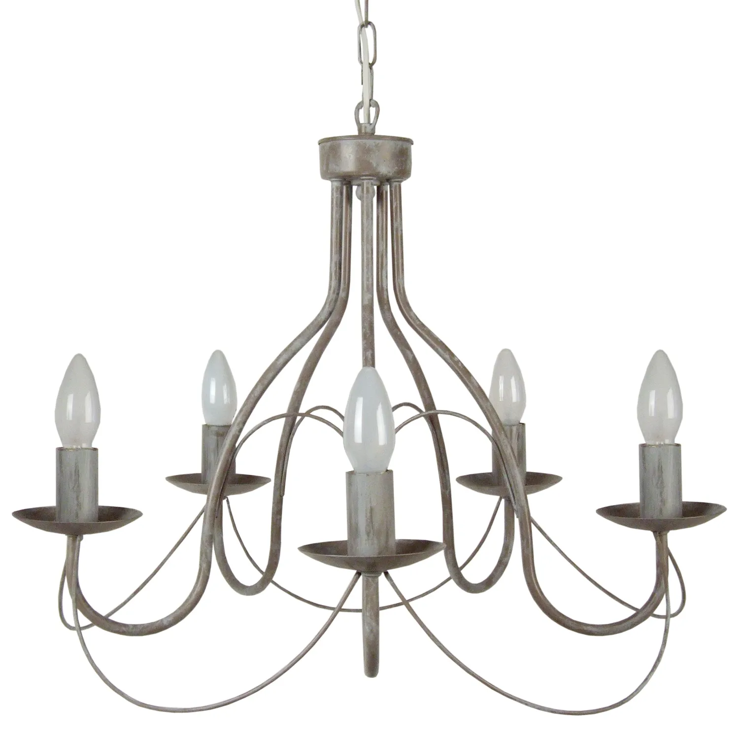 Tosel Provençale lampadario 5 luci grigio 64x80 cm