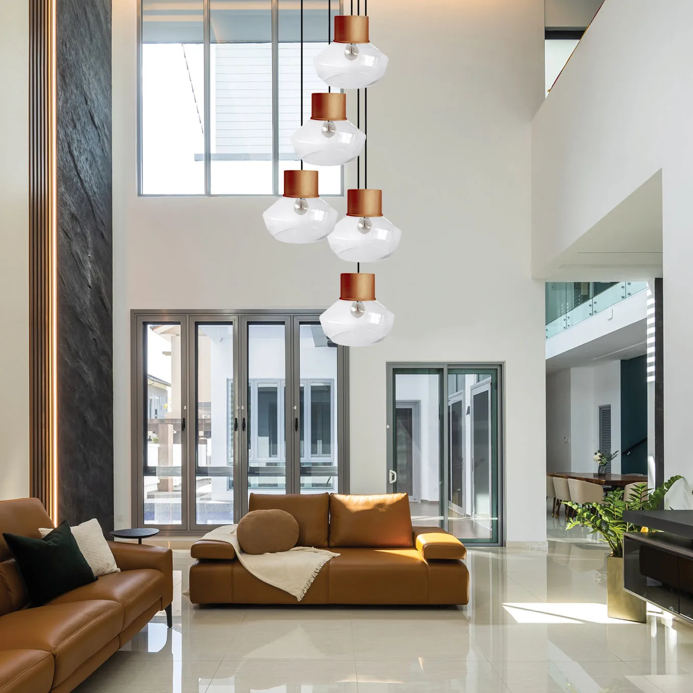 Tosel Odense lampadario 5 luci bianco 100 cm E27
